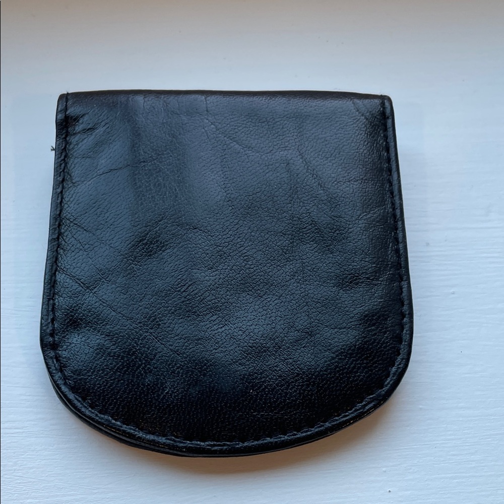 Black Leather Harley Davidson credit card coin wallCoin Pouch with Shield Emblem - Picture 2 of 7